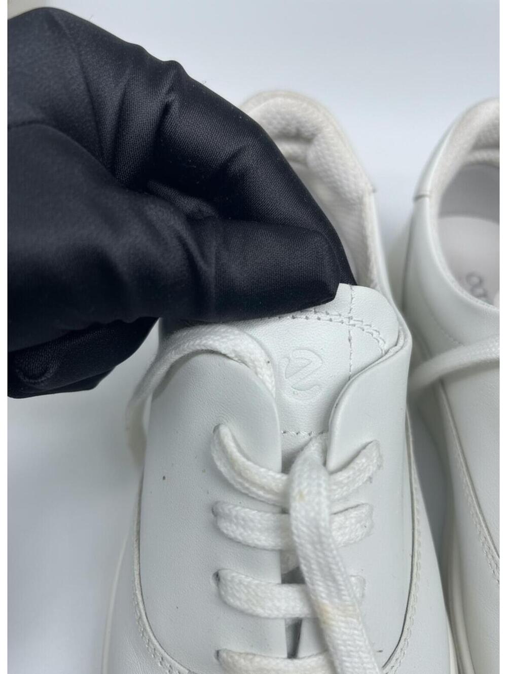 ECCO White Leather Lace-Up Sneakers Size 39 - Picture 7 of 9